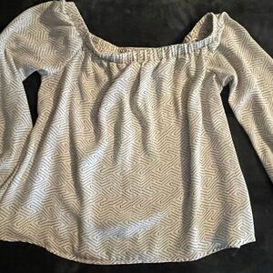 Forever 21 Off-Shoulder White Blouse with Black Geometric Dots